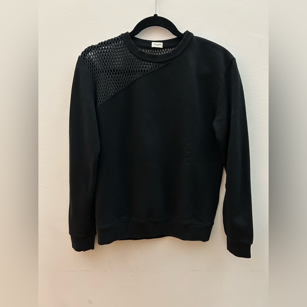 YSL Black Sweatshirt with Mesh Detail